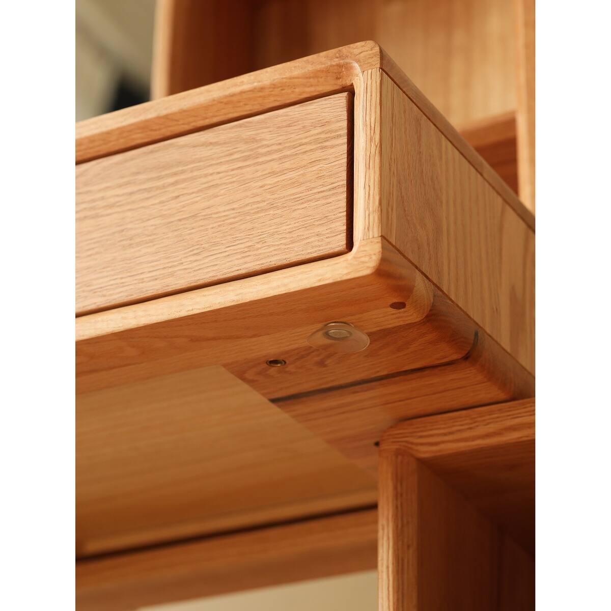 Alt View 1. Loheer - Loheer solid oak vanity table, compact 90 cm makeup desk - Oak.