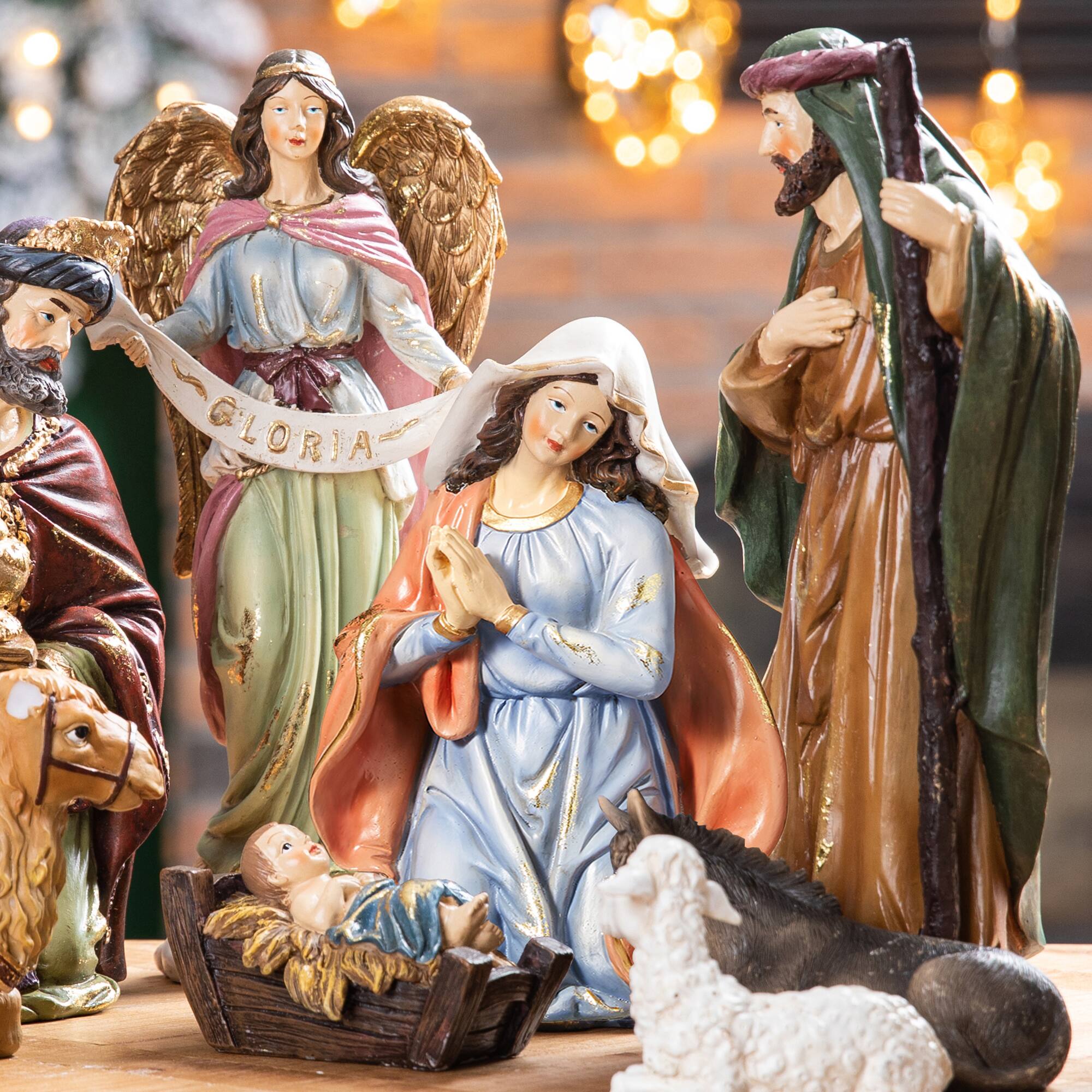 Alt View 3. Glitzhome - 12pcs Oversized Resin Nativity Figurine Set - Multi-Colored.