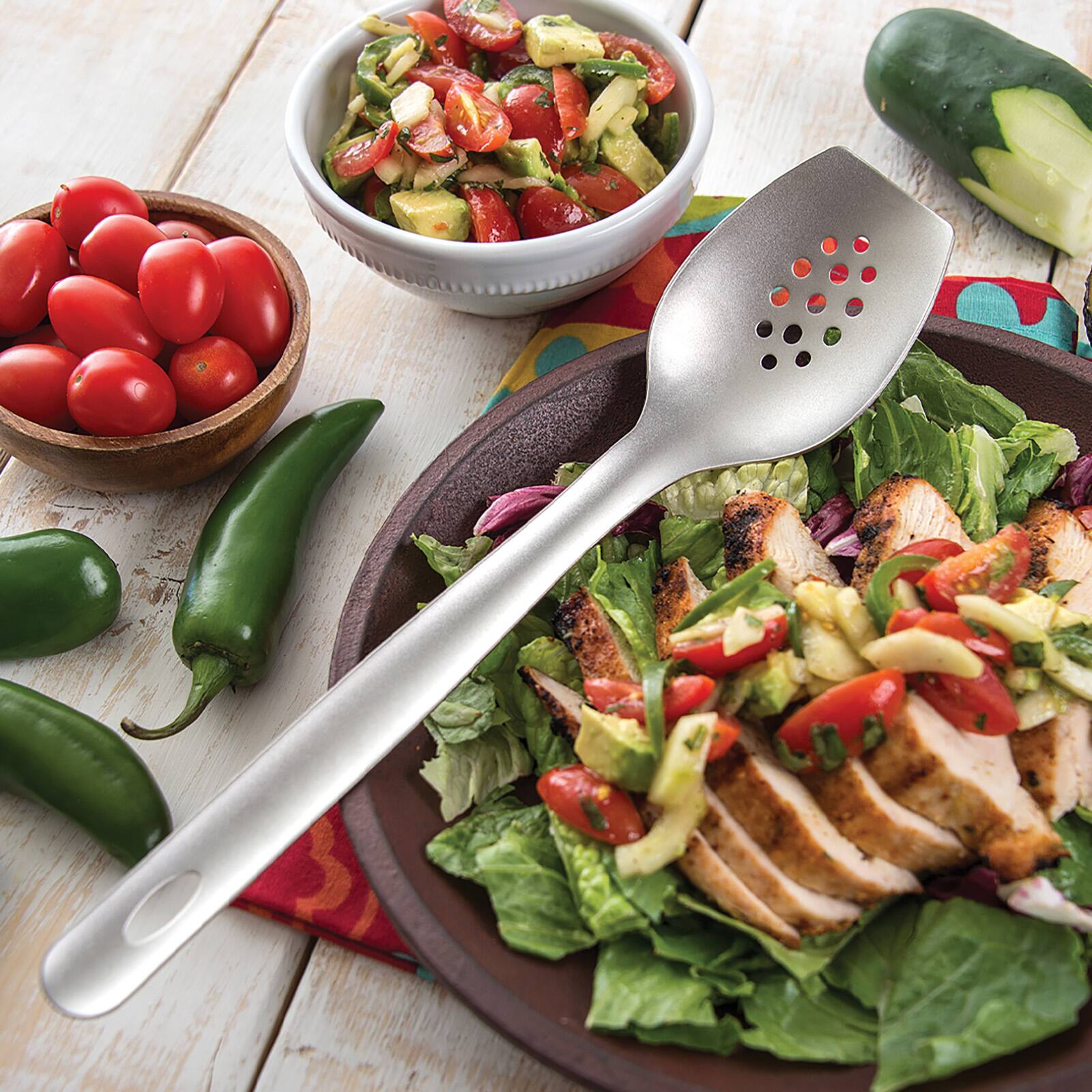 Alt View 3. Rada - Cutlery Cook's Spoon Slotted - Silver.