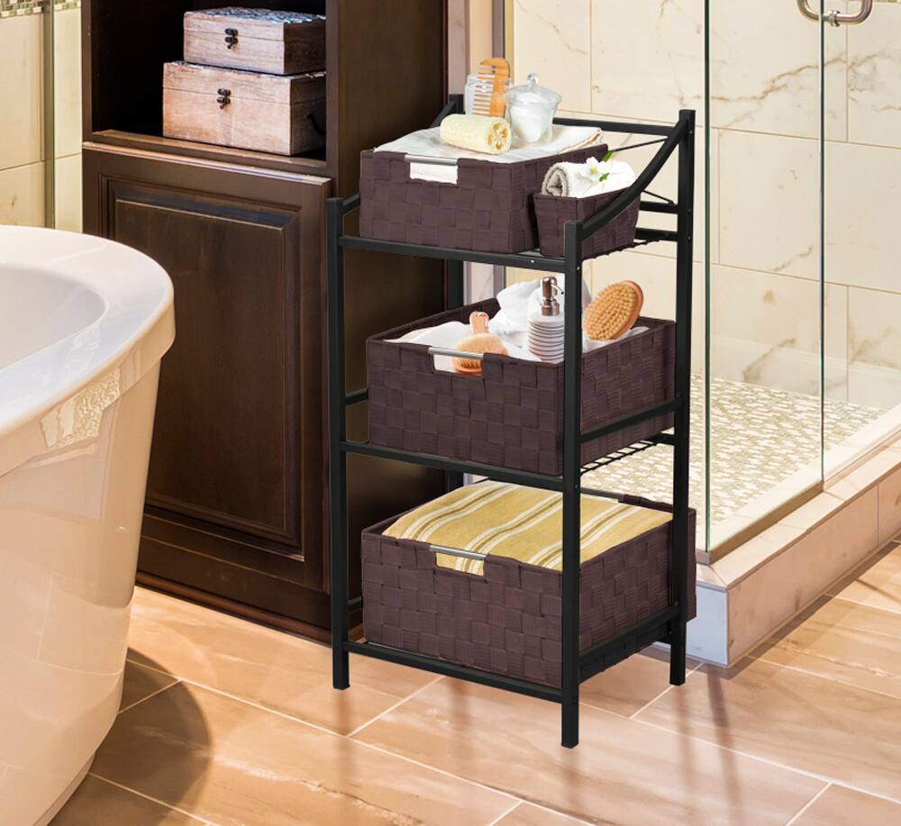 Left. Sorbus - Weave Basket Bin Set Double Woven (9 Pack) - Brown.