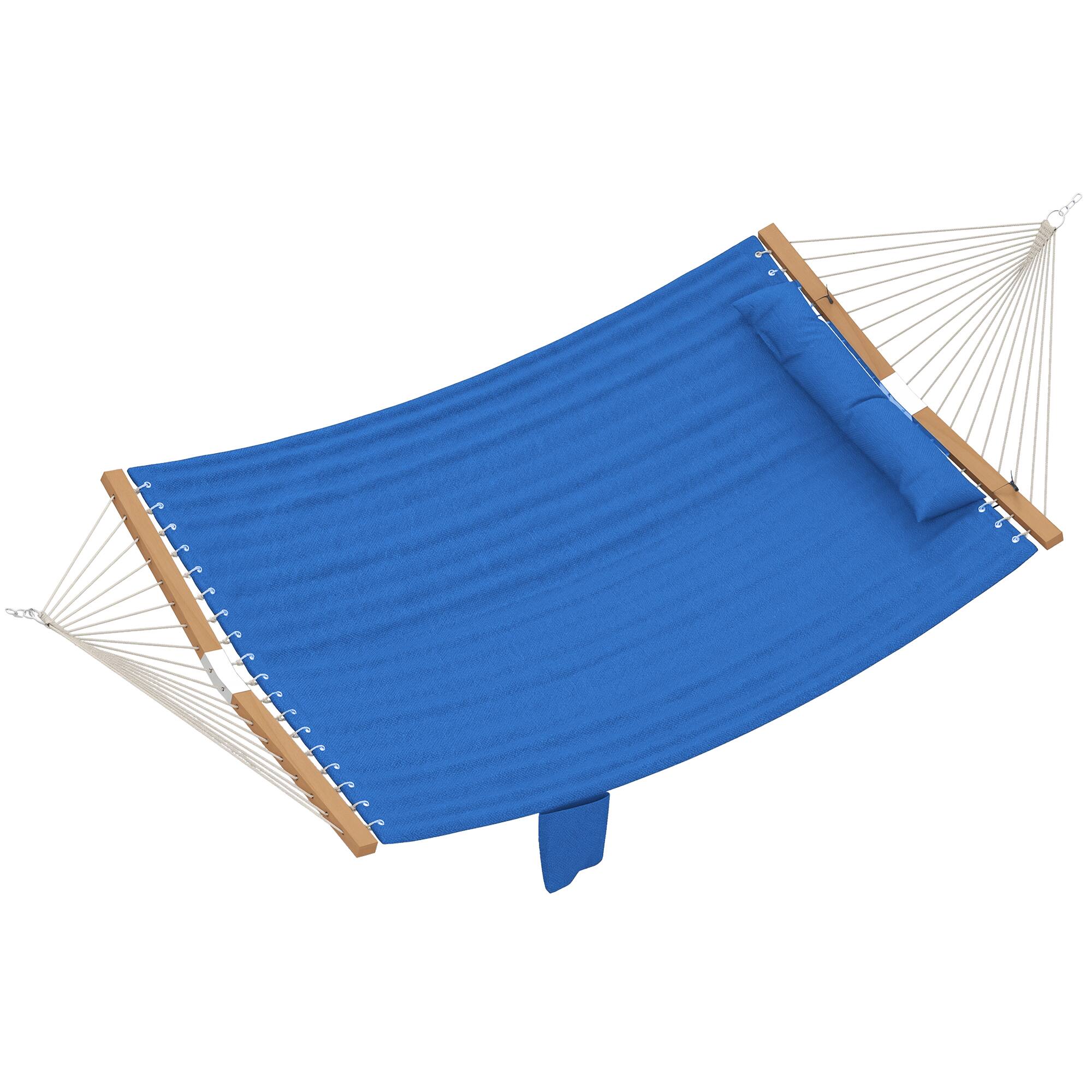Front. Outsunny - Hammock 2-Person, with Pillow & Pad, 440 lbs Capacity - Navy Blue.