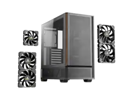 Antec - P30 AIR, 3+2 PWM Fans, Metal Mesh & Wood, 360mm Radiator Support, Type-C 3.2 Gen 2 ATX Case - Black