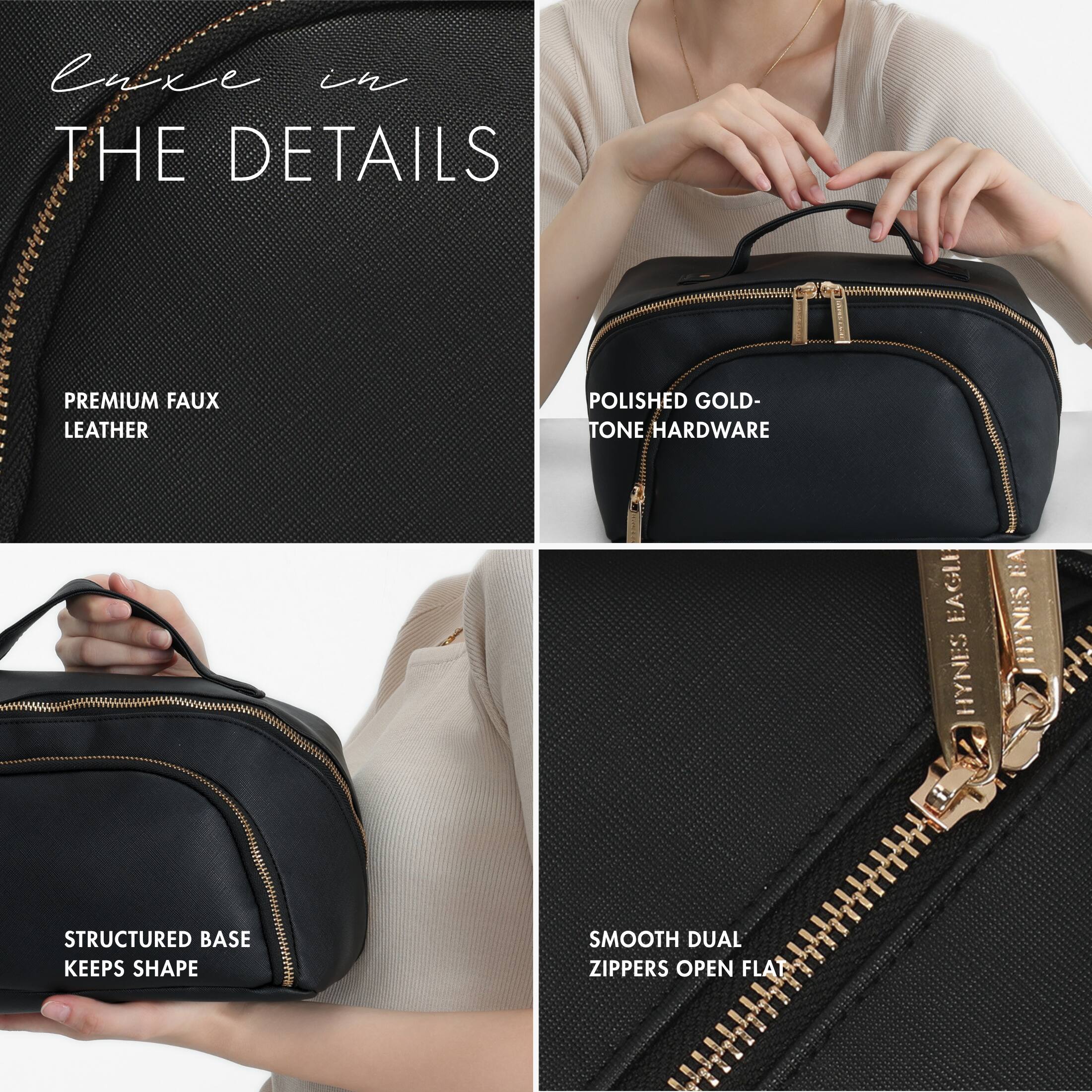 Luke in THE DETAILS

PREMIUM FAUX LEATHER

POLISHED GOLD-TONE HARDWARE

STRUCTURED BASE KEEPS SHAPE

SMOOTH DUAL ZIPPERS OPEN FLAT