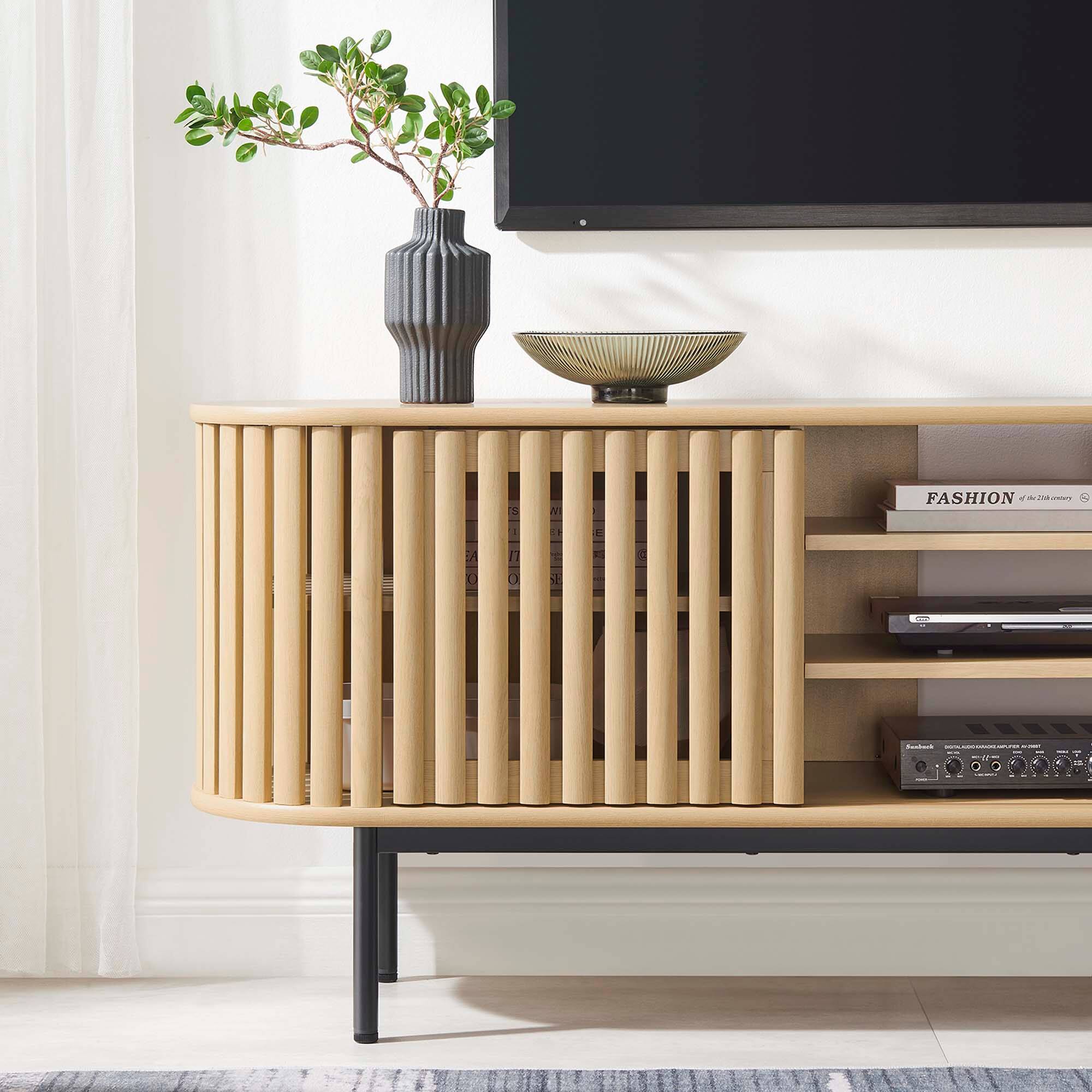 Alt View 6. Modway - Fortitude 71" TV Stand by Modway - Oak.