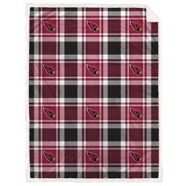 Pegasus - Arizona Cardinals 60" x 90" Plaid Logo Box Royal Plush Sherpa Blanket - Multicolor