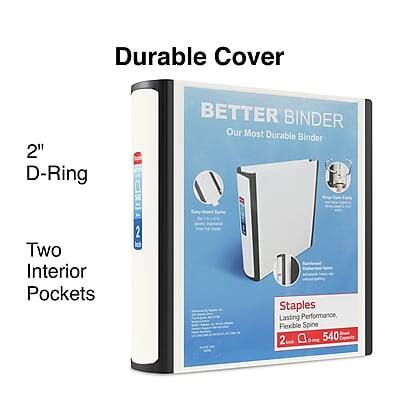 Durable Cover  
2" D-Ring  
BETTER BINDER  
Our Most Durable Binder  
Two Interior Pockets  
Staples  
Lasting Performance  
Flexible Spine  
2 Demg  
540