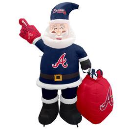 Logo Brands - Atlanta Braves 7' Inflatable Santa - Multicolor
