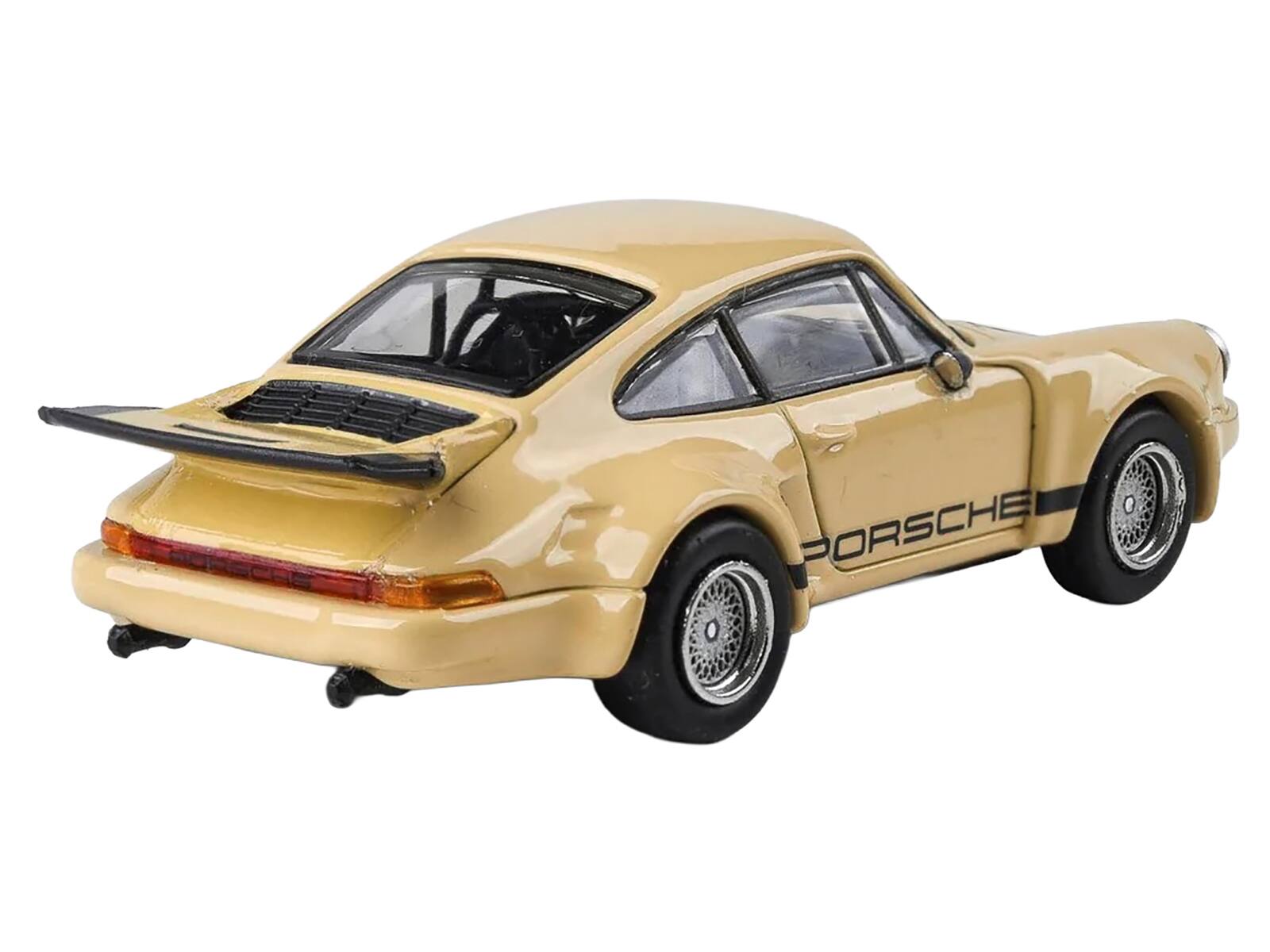 Left. Paragon - Porsche 911 Carrera RSR 3.0 Sahara Beige with Black Stripes 1/64 Diecast Model Car by Paragon - Beige, Black.