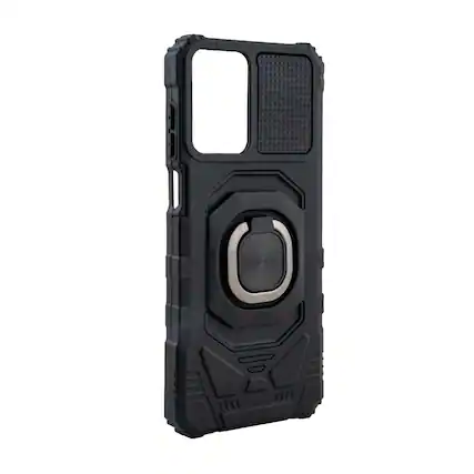 Front. Reiko - Kickstand Ring Holder Tpu Shockproof Case For Motorola Moto G 5G (2024) In Black - Black.
