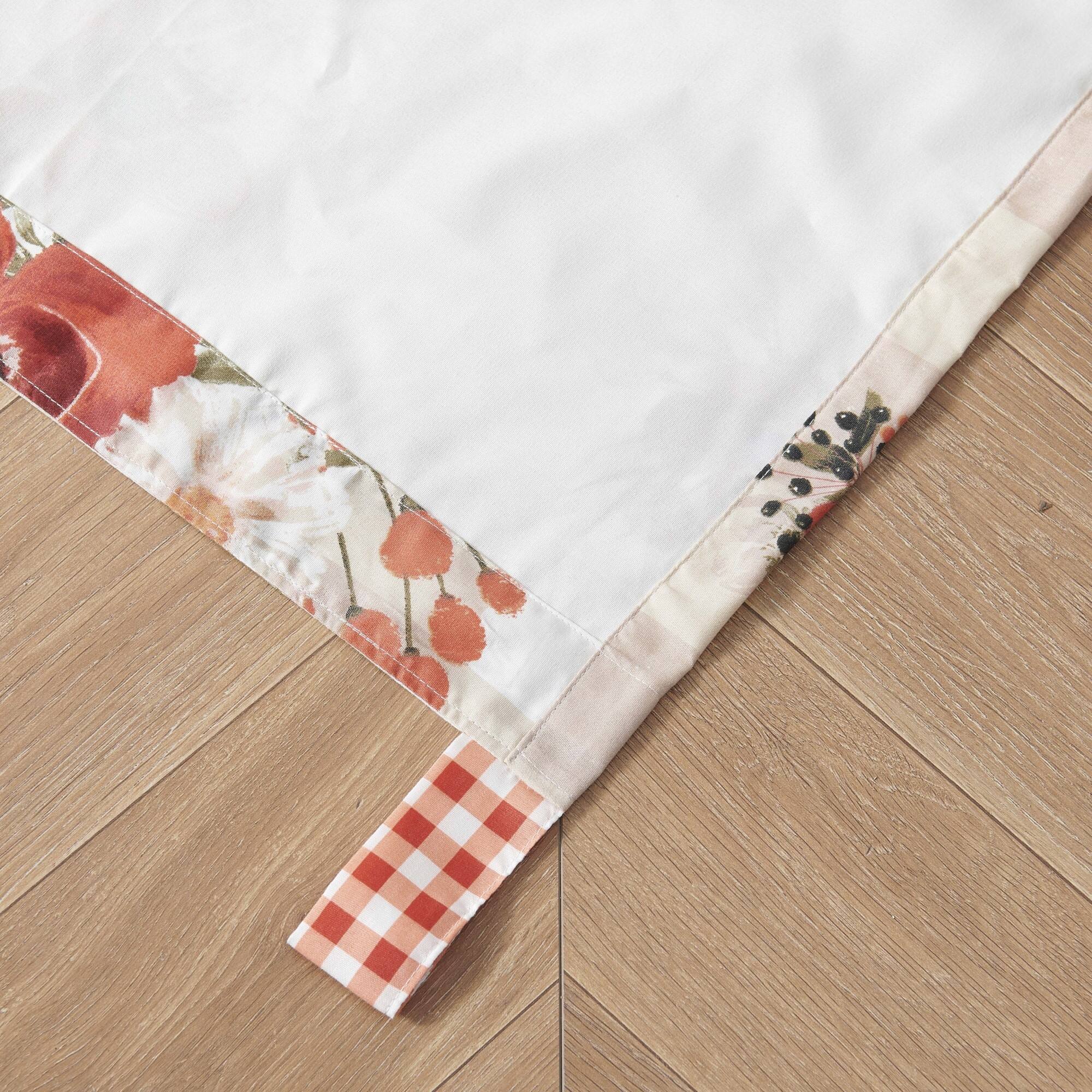 Left. Greenland Home Fashions - Wheatly Farmhouse Gingham Tab Top Valance 84" x 19" by Greenland Home Fashion - Truffle.