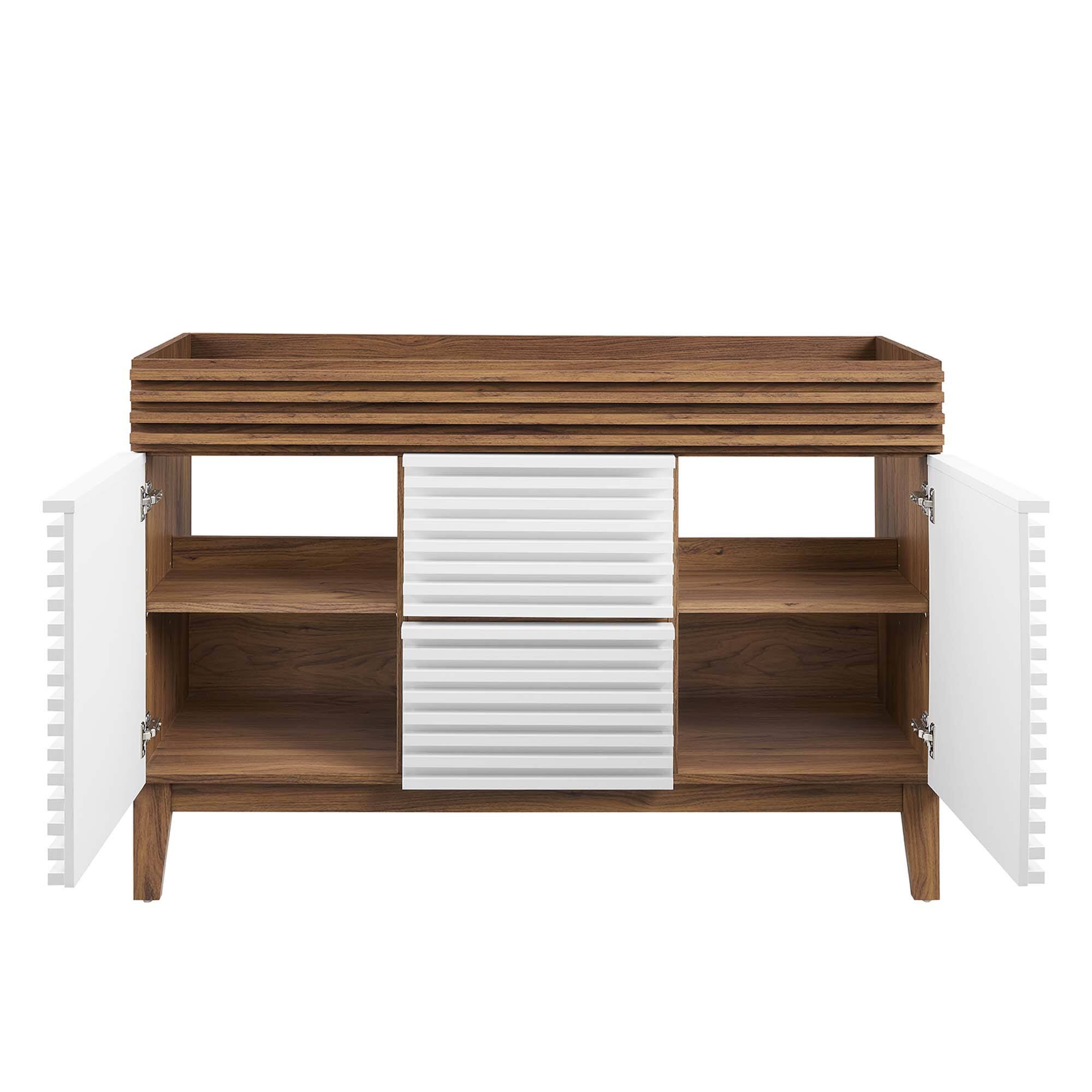 Alt View 5. Modway - Render 48" Bathroom Cabinet Basin Not Included by Modway - White Walnut.