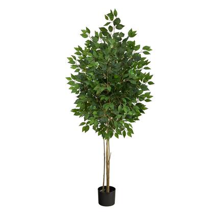 Front. BreeBe - 64" Ficus Artificial Tree UV Resistant (Indoor/Outdoor) - Green.
