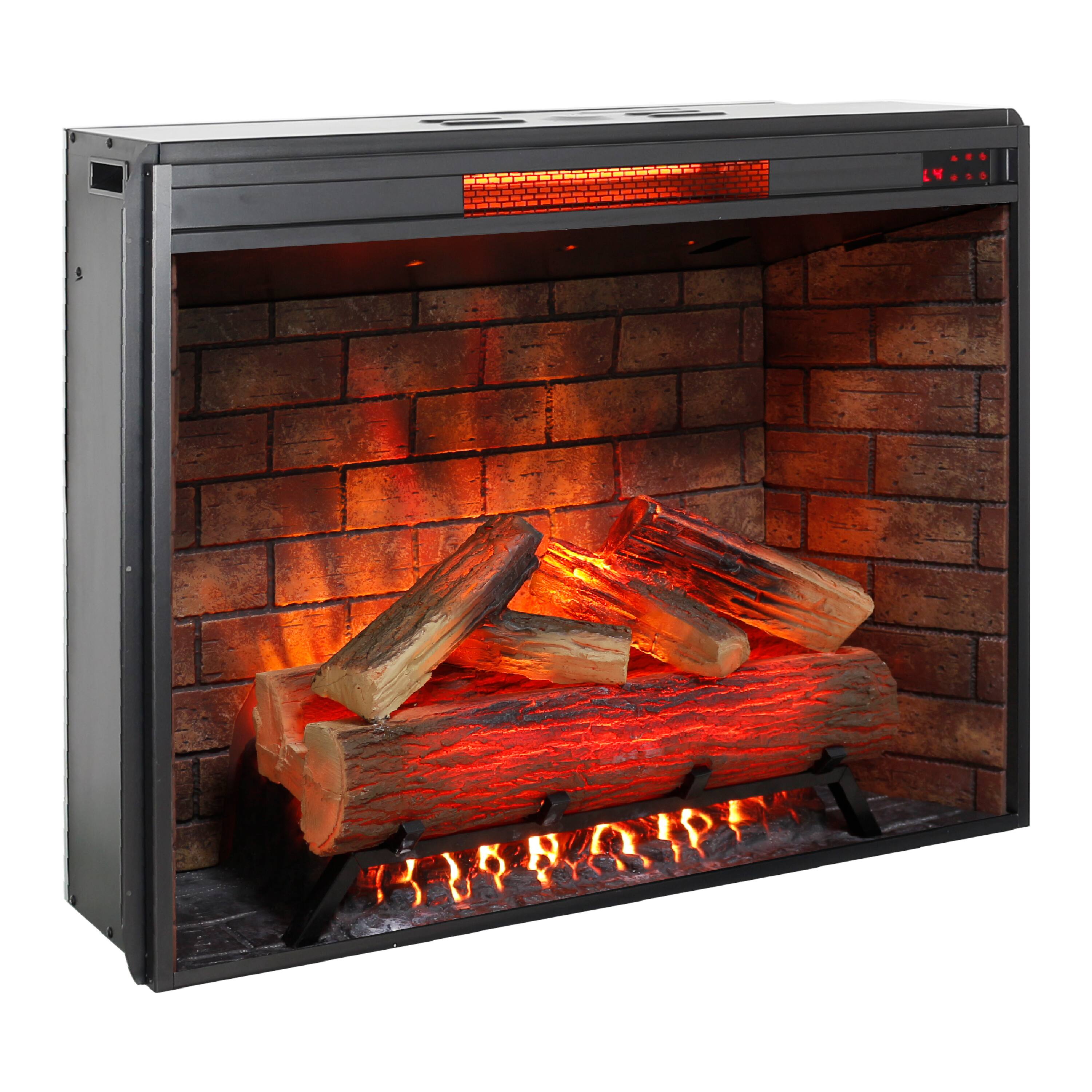 GOODSILO - 33"" Electric Fireplace Insert with Trim Kit, Touch Panel, Realistic Flame & Crackling Sound - Antique Black - Thumbnail 3