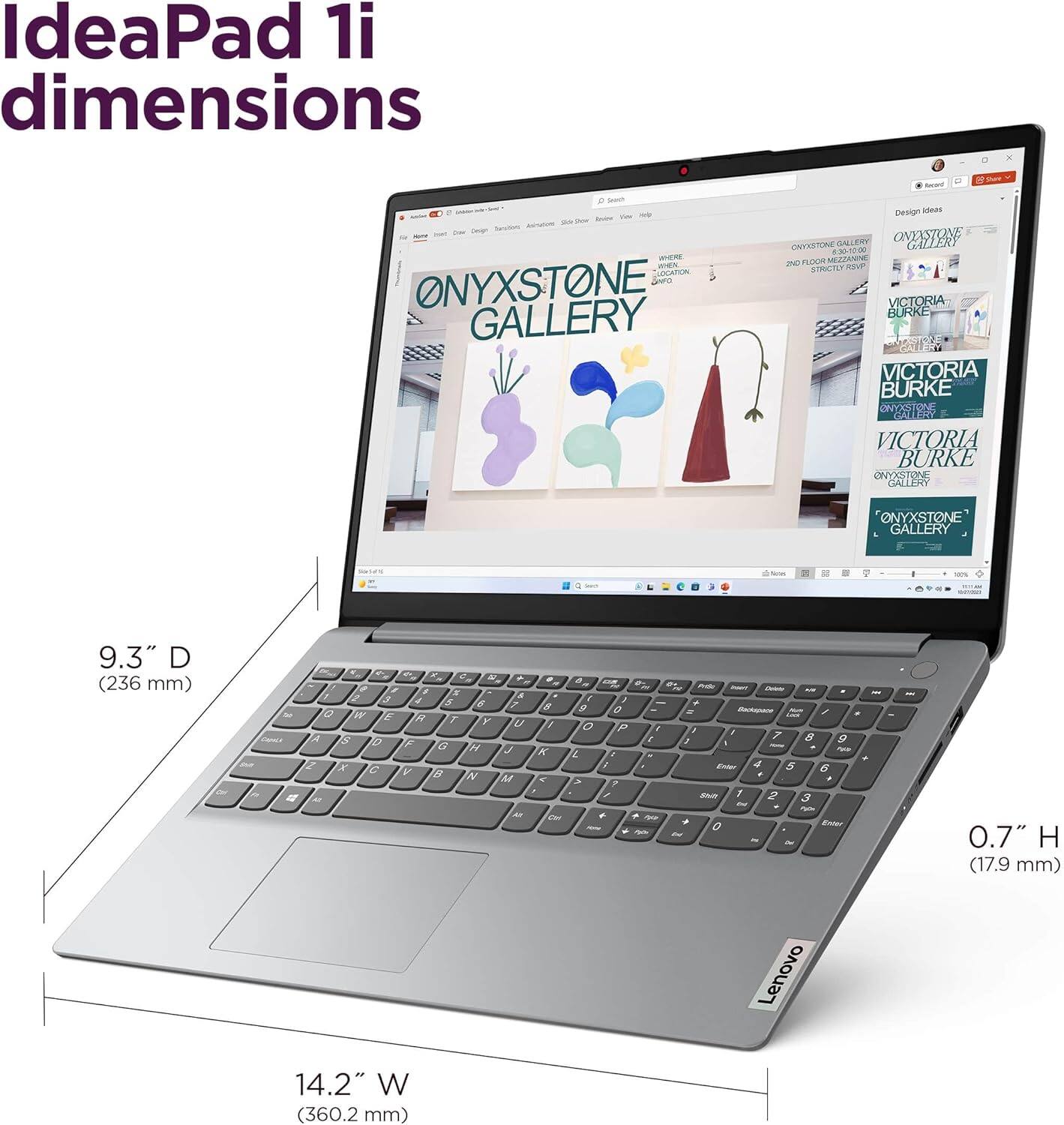Alt View 7. Lenovo - IdeaPad 1 15.6 HD Laptop - Intel Celeron with 12GB Memory - 640GB Storage - Numeric Keypad - Windows 11 - Cloud Grey.