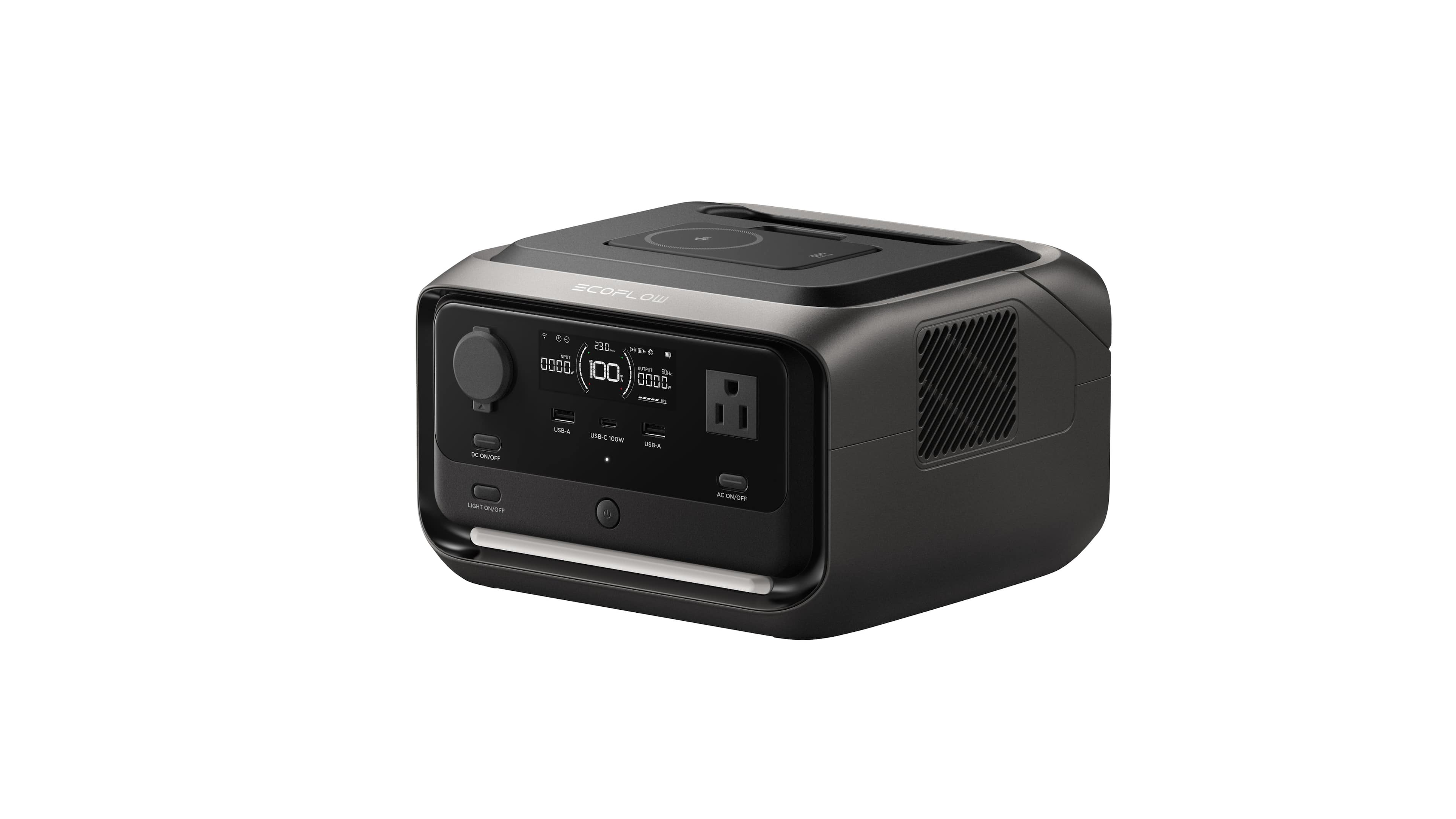 EcoFlow - River 3 Plus (Wireless) Portable Power Station (286 Wh Capacity) - Black - Front_Zoom