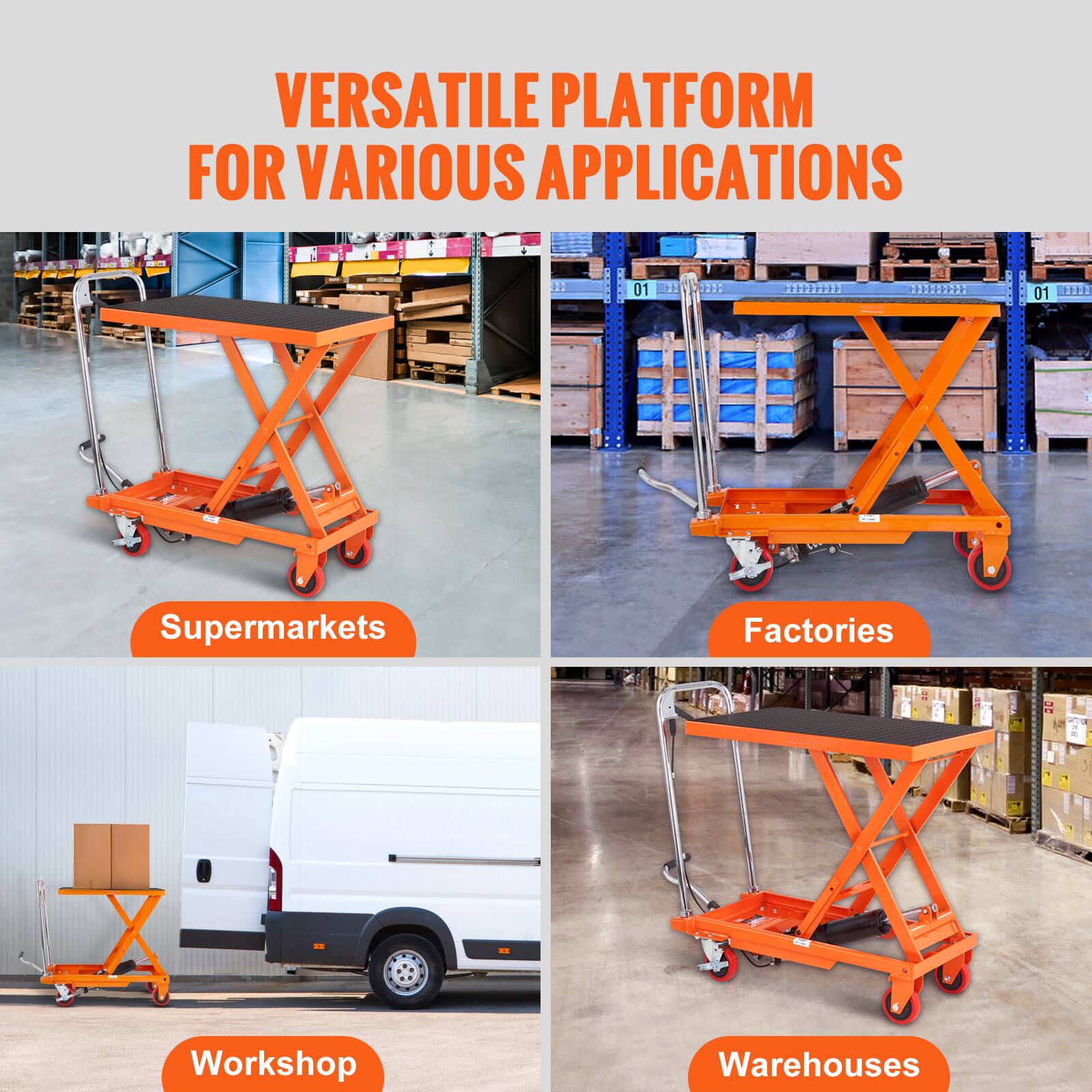 VERSATILE PLATFORM FOR VARIOUS APPLICATIONS

Supermarkets
Factories
Workshop
Warehouses