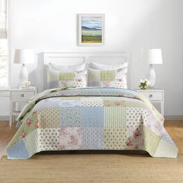 MarCielo - 3-Piece Cottage Style Patchwork Quilt Bedspread Set with Floral Prints - Multiple colors