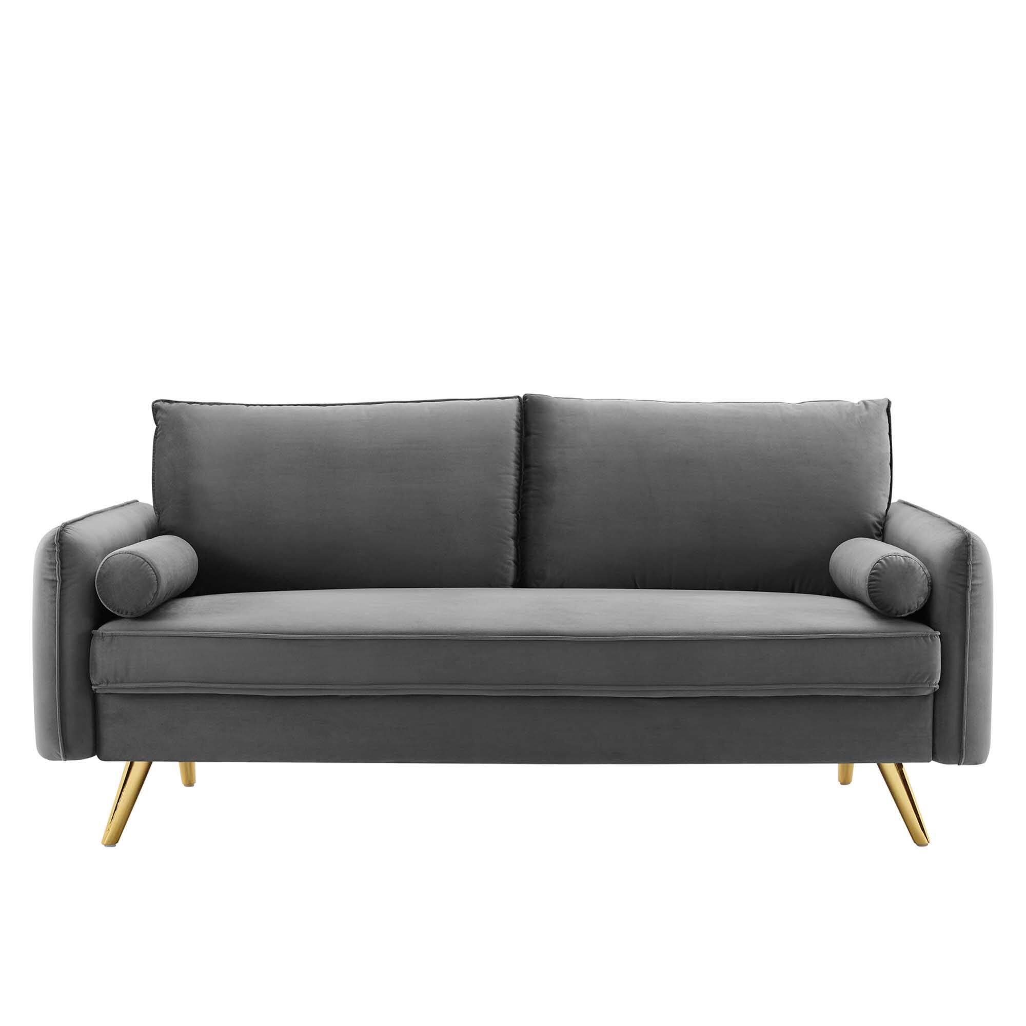 Alt View 4. Modway - Revive Performance Velvet Sofa by Modway - Gray.