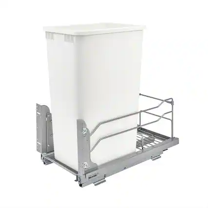 Front. Rev-A-Shelf - Rev-A-Shelf Pullout Kitchen Trash Can 50 qt. with Soft-close, 53WC-1550SCDM-111 - White.