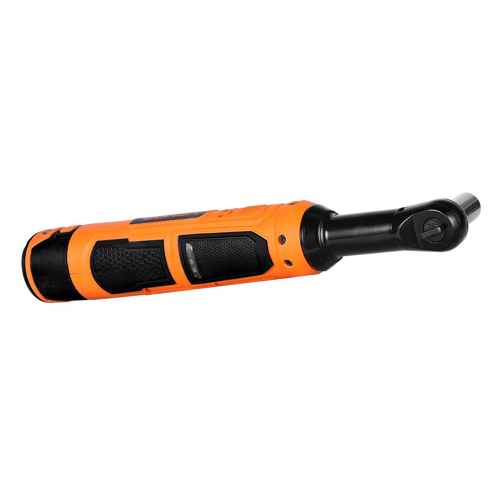 Alt View 5. VEVOR - Cordless Ratchet Wrench, 3/8 inch Drive, 230 RPM, up to 33 ft-lbs of Torque, Battery Powered Electric Ratchet Wrench Set - Orange + black.