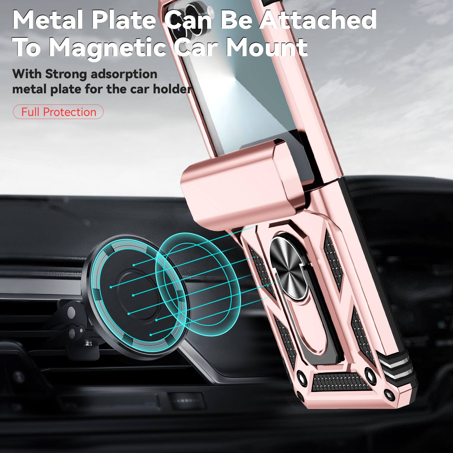 Metal Plate Can Be Attached To Magnetic Car Mount

With Strong adsorption metal plate for the car holder

Full Protection