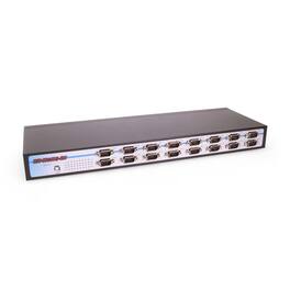 Coolgear - 16-Port USB to Serial Adapter - For RS-232/422/485 COM Ports, DIP Switch Configurable, LEDs - DIN & Rack Mount Ready - Black