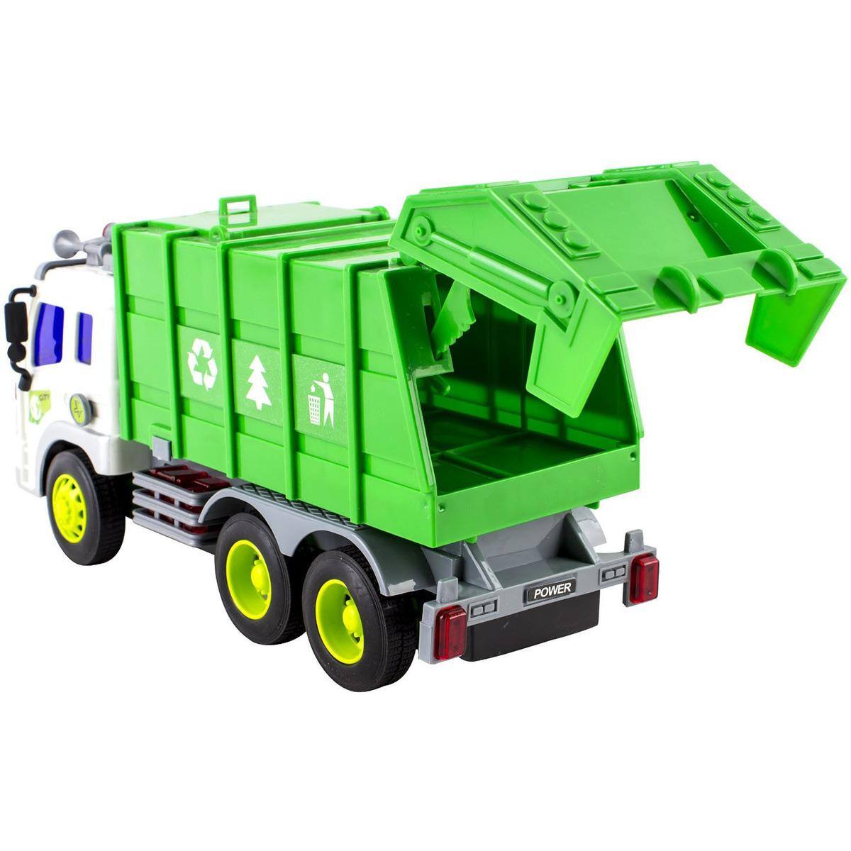 Left. JuzToys - Friction Powered Garbage Truck With Lights And Sounds - Multicolored.