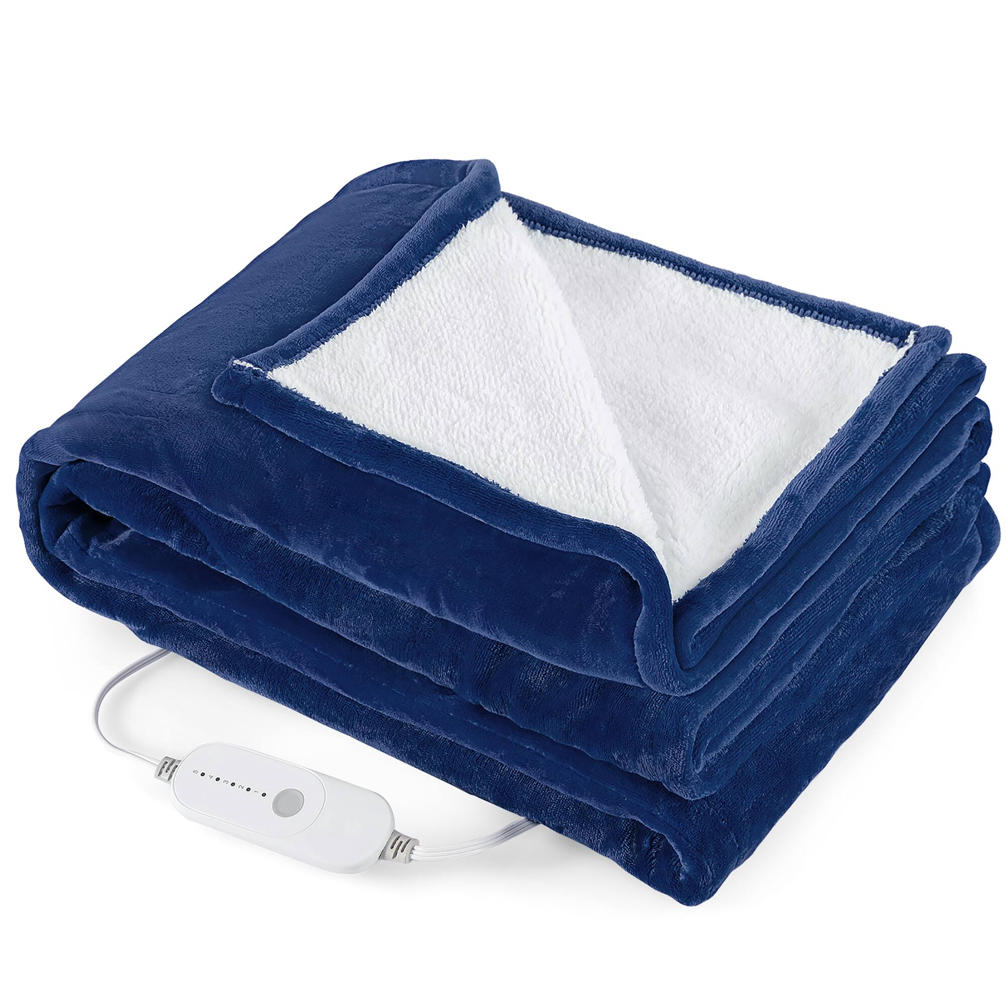 Alt View 11. Costway - Heated Blanket  Throw with 5 Heating Levels 10 Hours Auto-Off 84'' x 62'' - Blue.