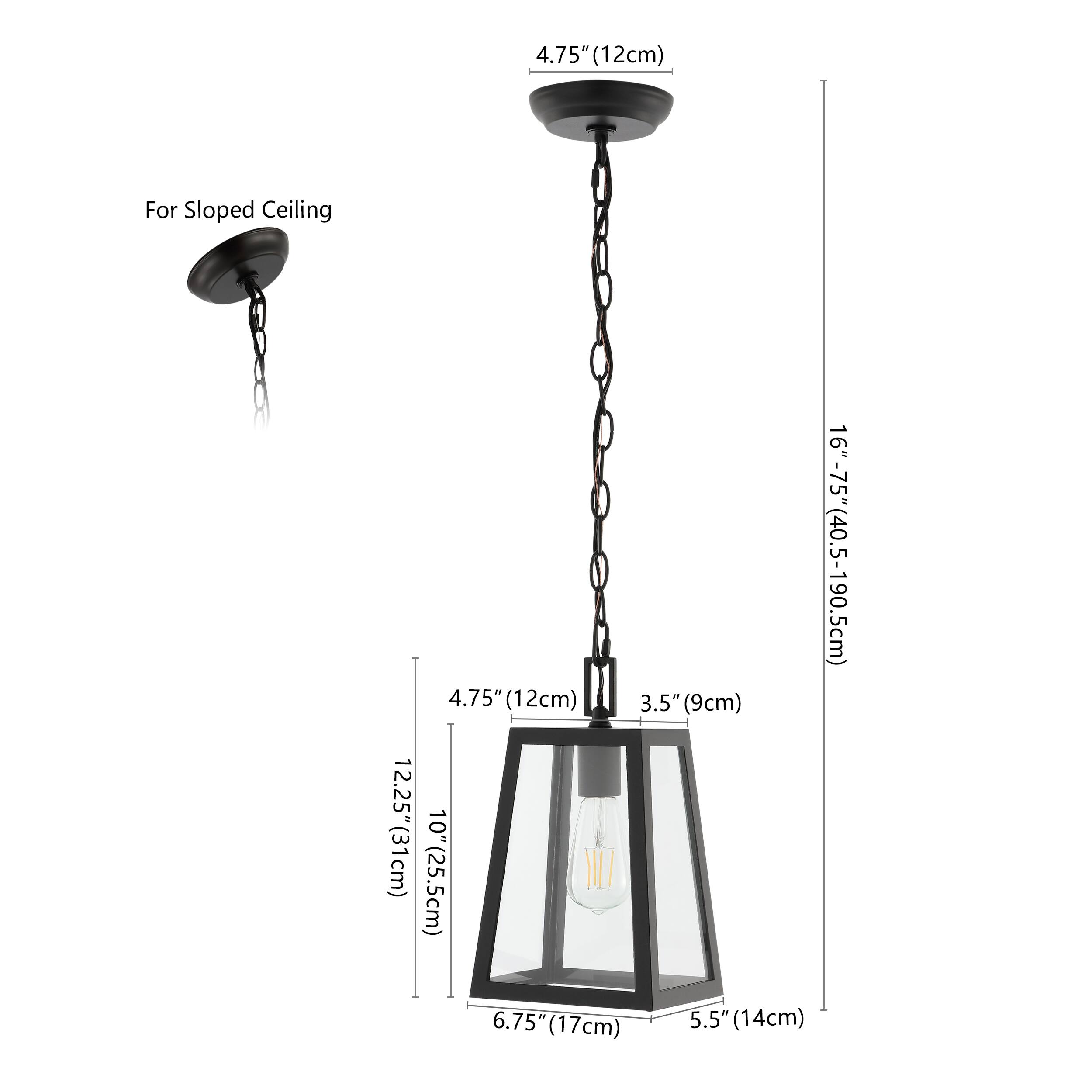 4.75" (12cm) For Sloped Ceiling  
16"-75" (40.5-190.5cm)  
4.75" (12cm)  
3.5" (9cm)  
12.25" (31cm)  
10" (25.5cm)  
6.75" (17cm)  
5.5" (14cm)