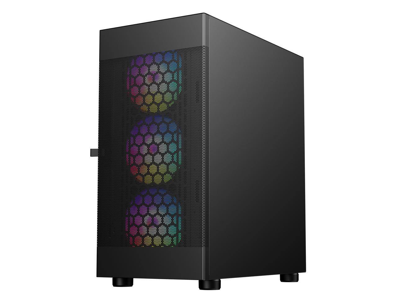 Alt View 8. DIYPC - DIYPC ARGB-G5-BK Micro ATX Case w/ 4 ARGB Fans, Tempered Glass, USB3.0, 360mm AIO Support - Black.