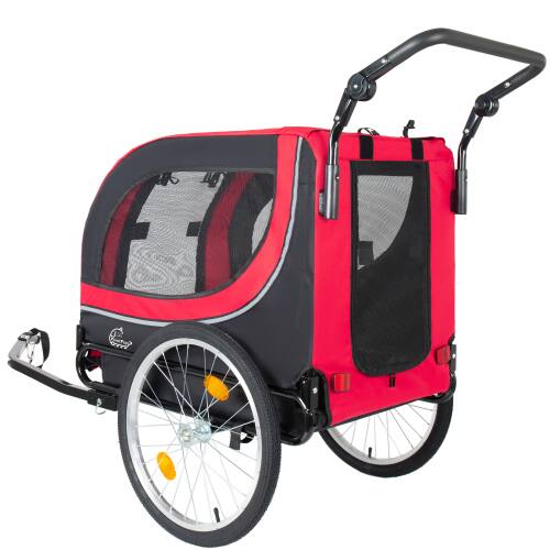 Back. JUJABU - 2-in-1 Foldable Pet Carrier Cart for Dogs up to 100lbs with Breathable Mesh and PVC Rain Cover, Red.