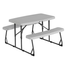 Peakform - 37.8 Inch Rectangular Folding Picnic Table Double Bench Seating, White - White, Black
