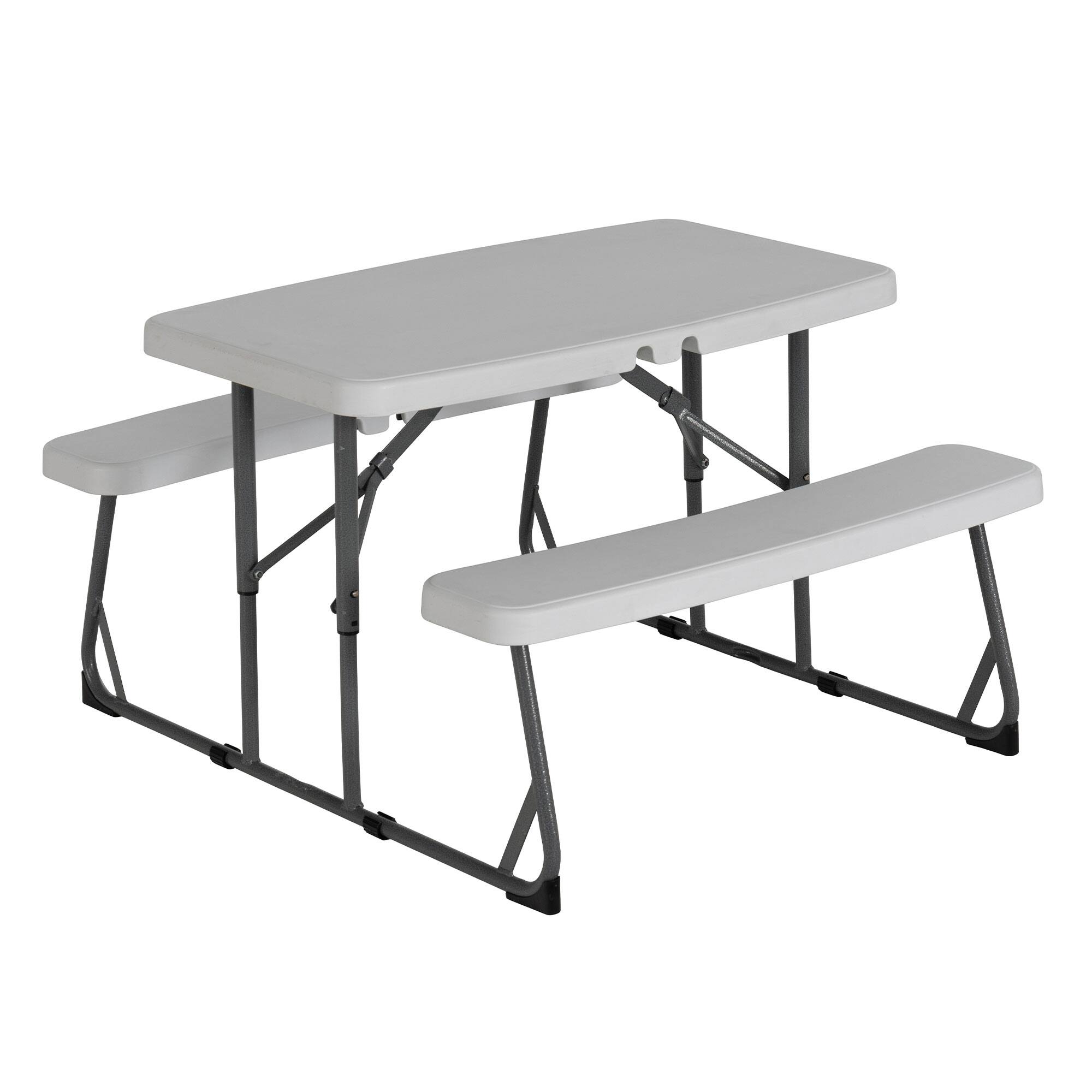 Front. Peakform - Peakform 37.8 Inch Rectangular Folding Picnic Table Double Bench Seating, White - White, Black.
