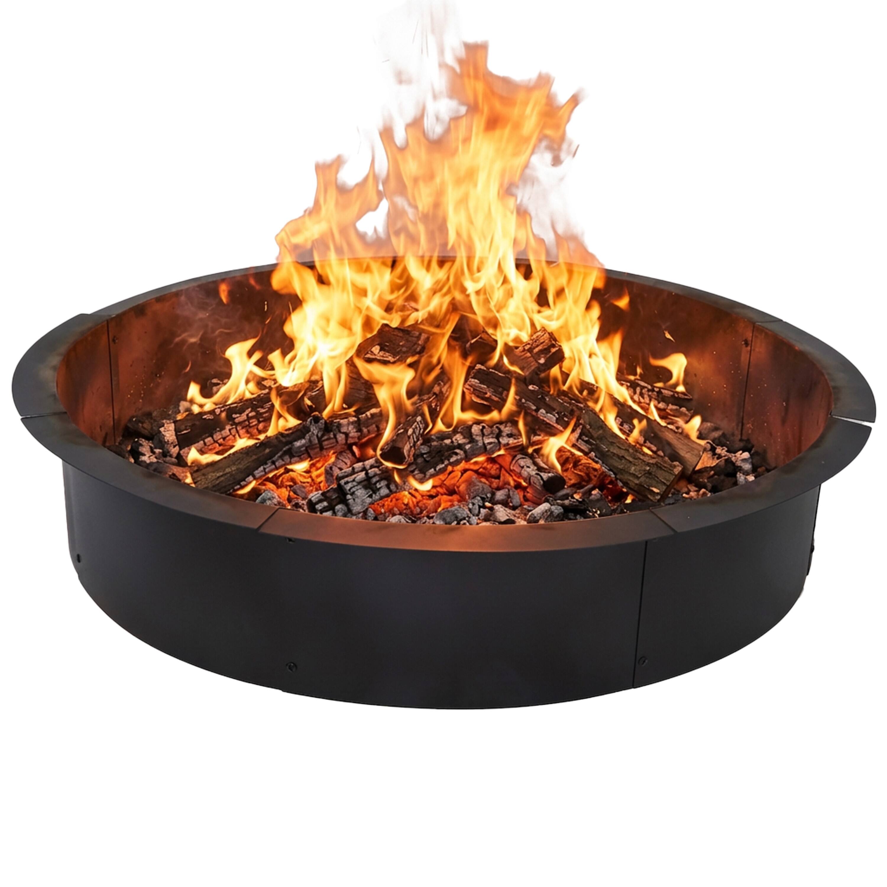 Alt View 10. Sunnydaze - Steel Fire Pit Ring Insert, Round, 42.5" Outer / 38.5" Inner Dia - Black.