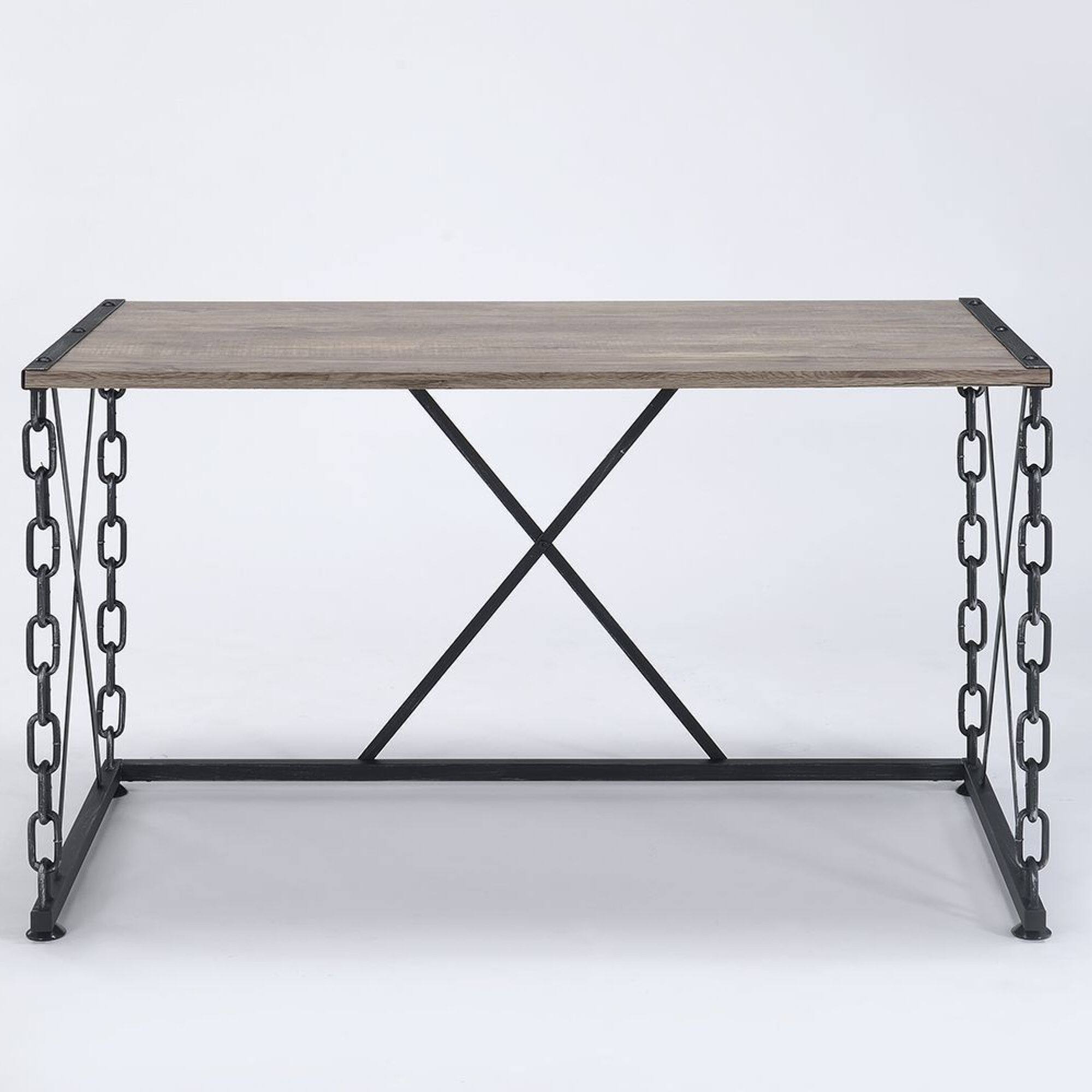 Alt View 1. GOODSILO - Rustic Console Table with Oak Finish Top and Antique Black Metal Legs for Entryway or Living Room Decor - Black+Oak.