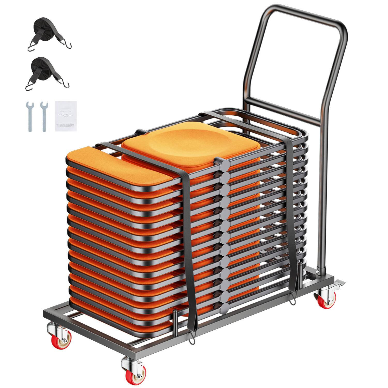 Alt View 2. LOVMOR - Folding Chair Rack Cart for 25 Chairs, Horizontal L-Shape Design, 300-Lb Capacity - Black.