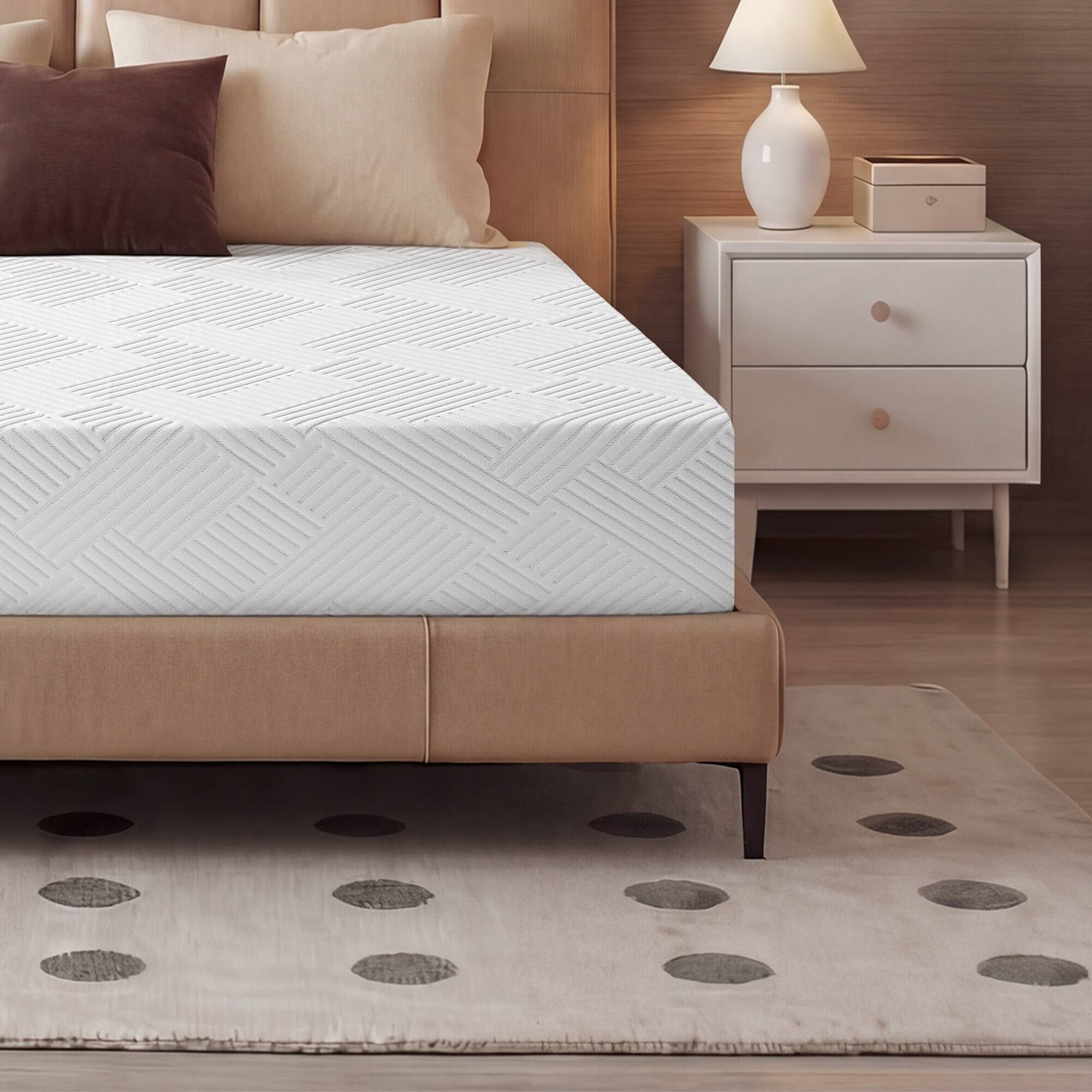 Left. Vipbear - Firm Memory Foam Mattress in a Box for Back Pain with Gel Foam/ Washable Fiberglass-Free Cover, CertiPUR-US Certified - 8 inch.