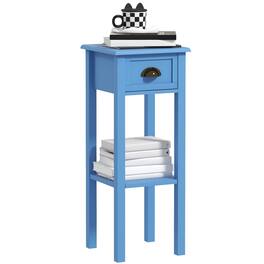 Homcom - 2-Tier Side Table with Drawer, Narrow End Table with Bottom Shelf, for Living Room, Set of 1 - Light Blue