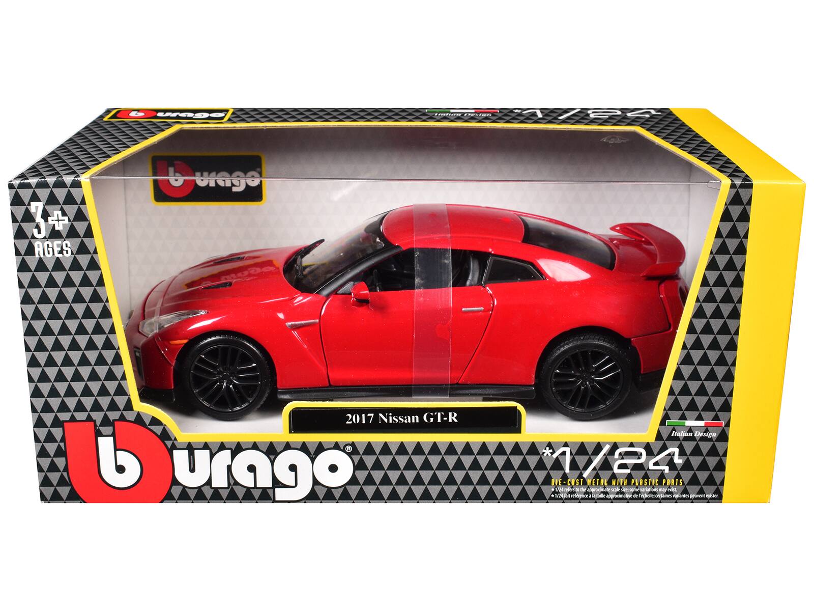 3+ AGES 2017 Nissan GT-R Italian Design 1/24 DIE-CAST METAL WITH PLASTIC PARTS