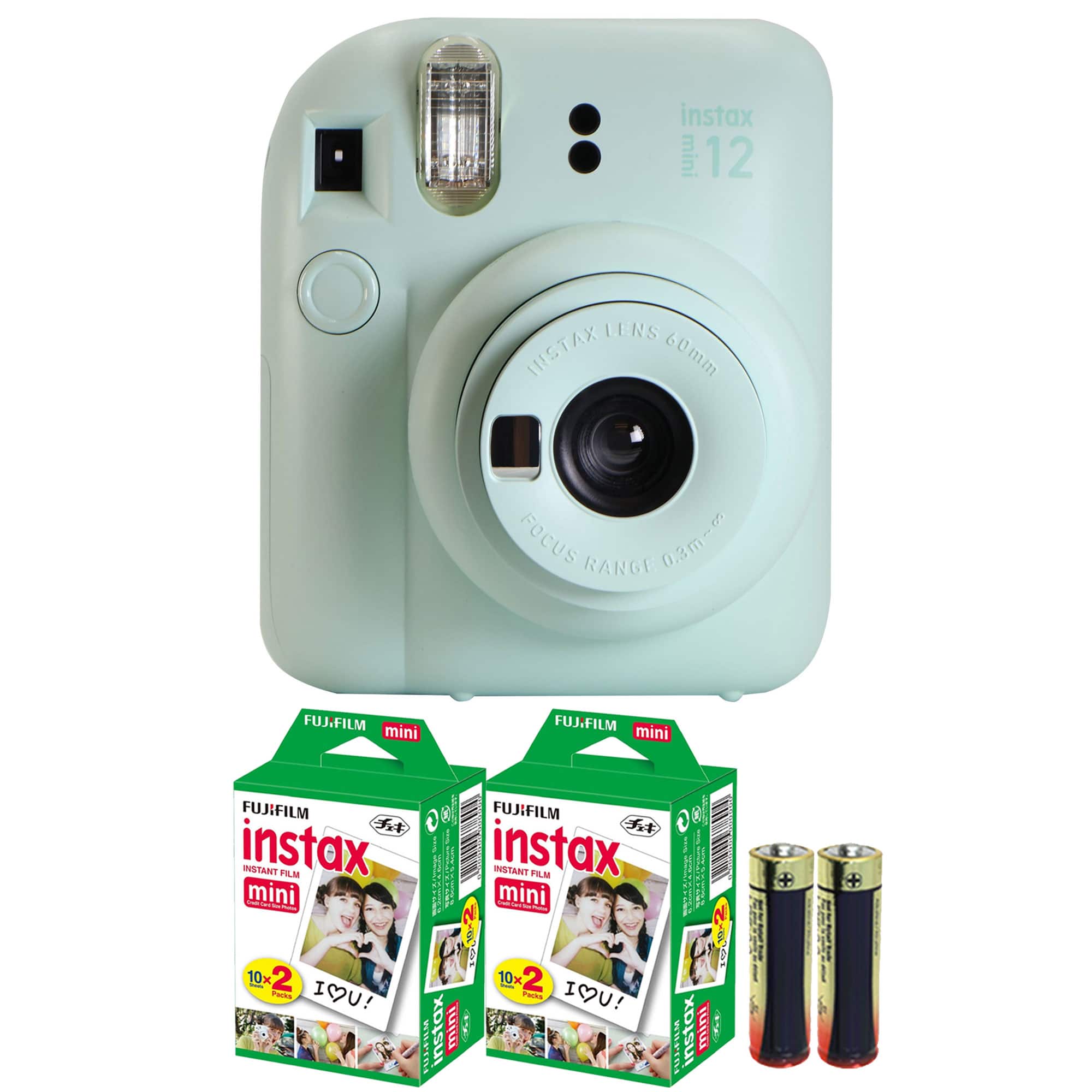 Fujifilm - INSTAX MINI 12 Instant Film Camera (Mint and 2x Film + Batteries - Green