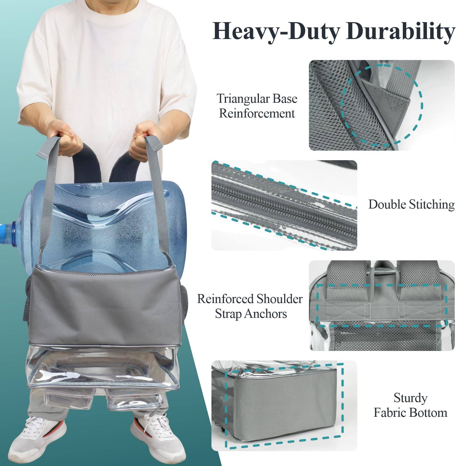 Heavy-Duty Durability

- Triangular Base Reinforcement
- Double Stitching
- Reinforced Shoulder Strap Anchors
- Sturdy Fabric Bottom