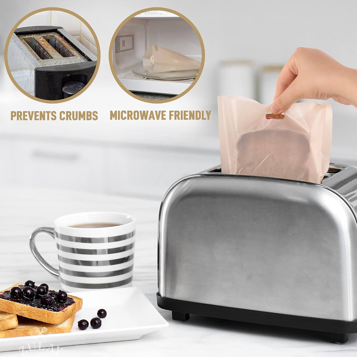 PREVENTS CRUMBS  
MICROWAVE FRIENDLY