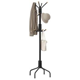 Songmics Home - Coat Rack Freestanding, Metal Coat Rack Stand with 12 Hooks and 4 Legs, Coat Tree, Holds Clothes, Hats, and Bags - Classic Black