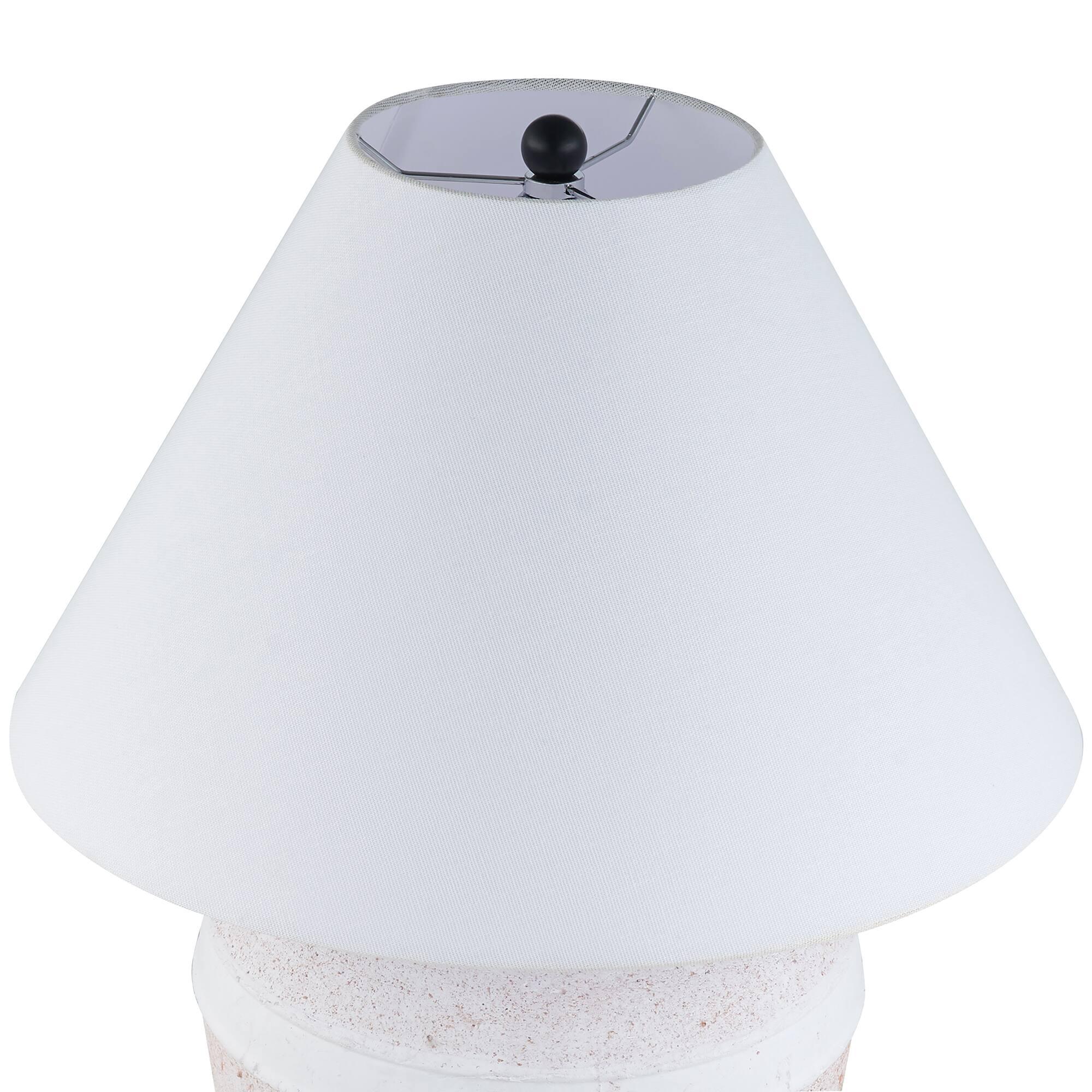 Alt View 3. Hudson&Canal - Chiara 23" Tall Ceramic Table Lamp with Fabric Shade in White Terracotta/White - White.