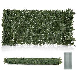 Gymax - 120'' x 40'' Artificial Ivy Privacy Fence Faux Ivy Vines Covering Leaves Wall Roll - Dark Green