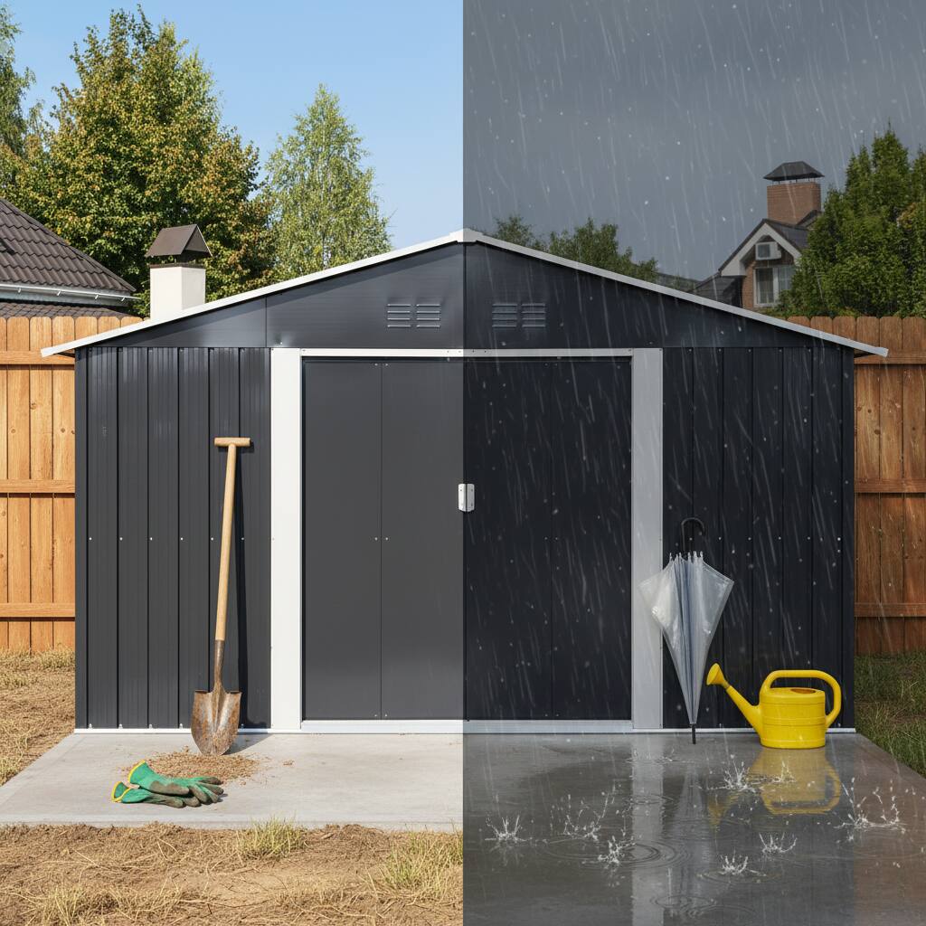 Alt View 7. Loheer - Loheer 11.2x10.6 Ft Metal Garden Shed Grey Outdoor Storage Shed with Window.