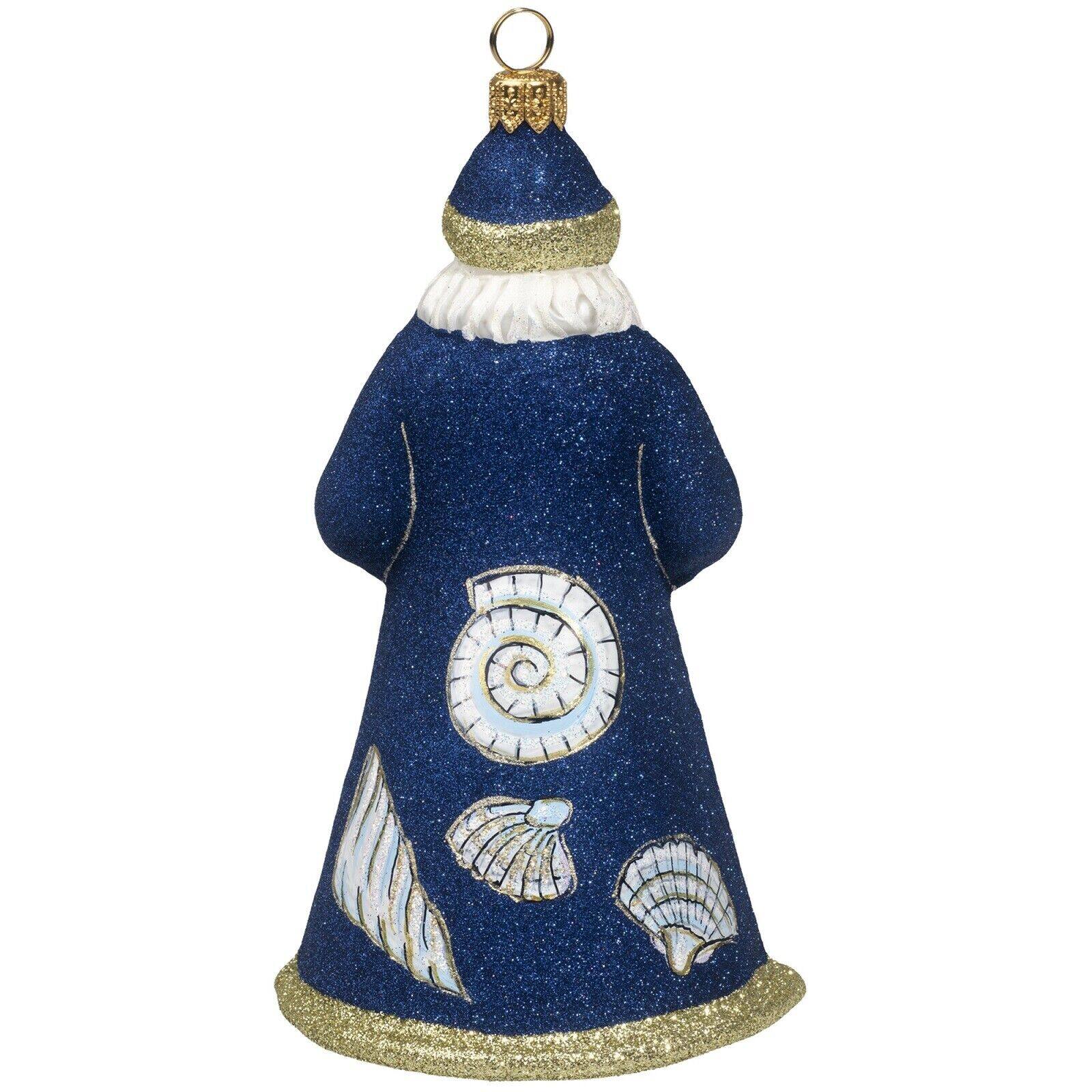 Angle. Joy to the World Collectibles - Joy to the World Glitterazzi Beachy Santa Polish Glass Christmas Ornament - Multicolor.