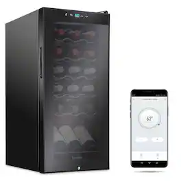 Ivation - 18 Bottle Freestanding Wine Refrigerator, Wine Fridge with Wi-Fi Smart App Control - Black