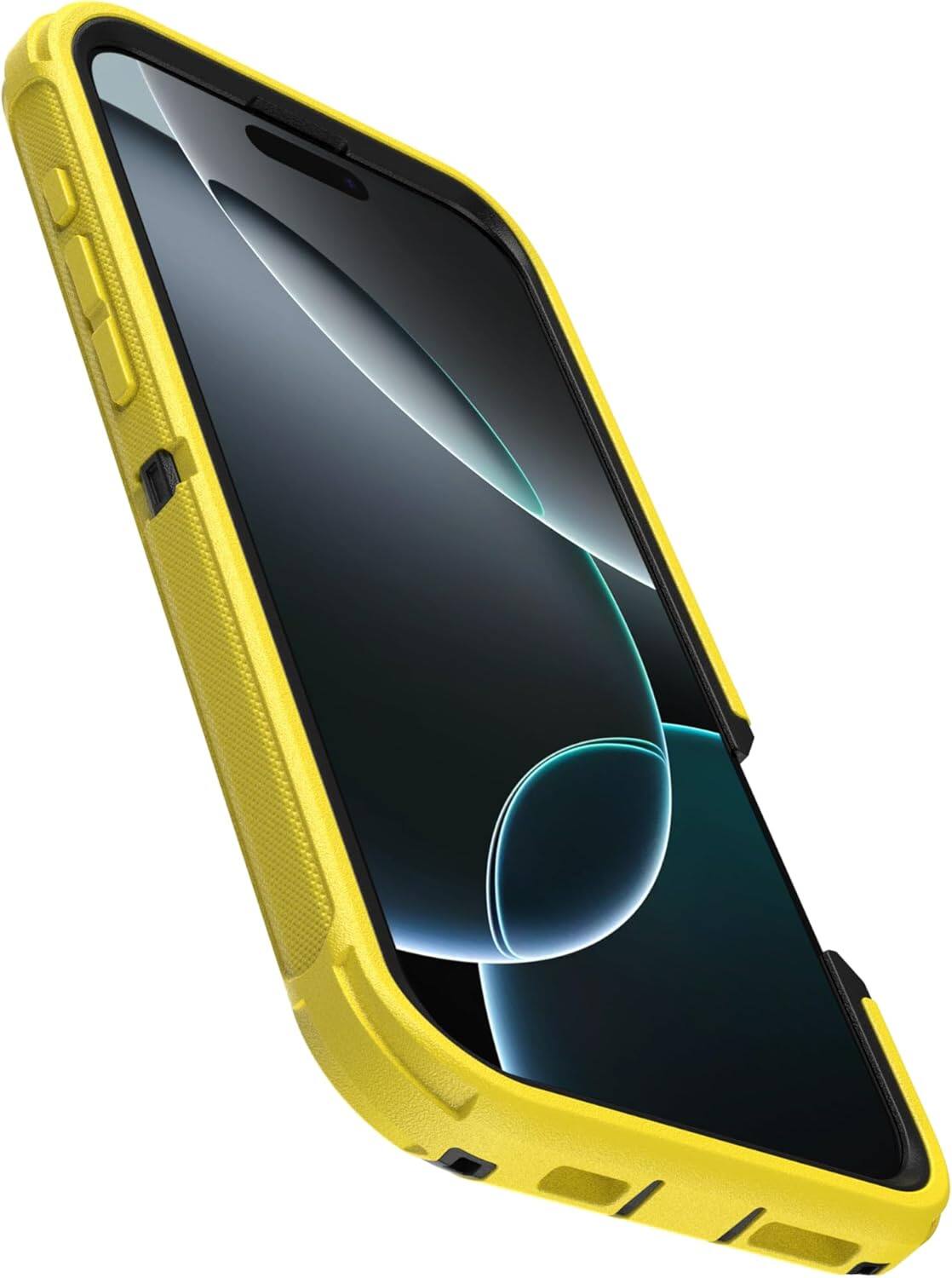 Back. OtterBox - OtterBox - Defender Series Hard Shell Case With Magsafe for Apple iPhone 16 Pro Max - Night (Black & Yellow) - Night Reverse (Yellow & Black).