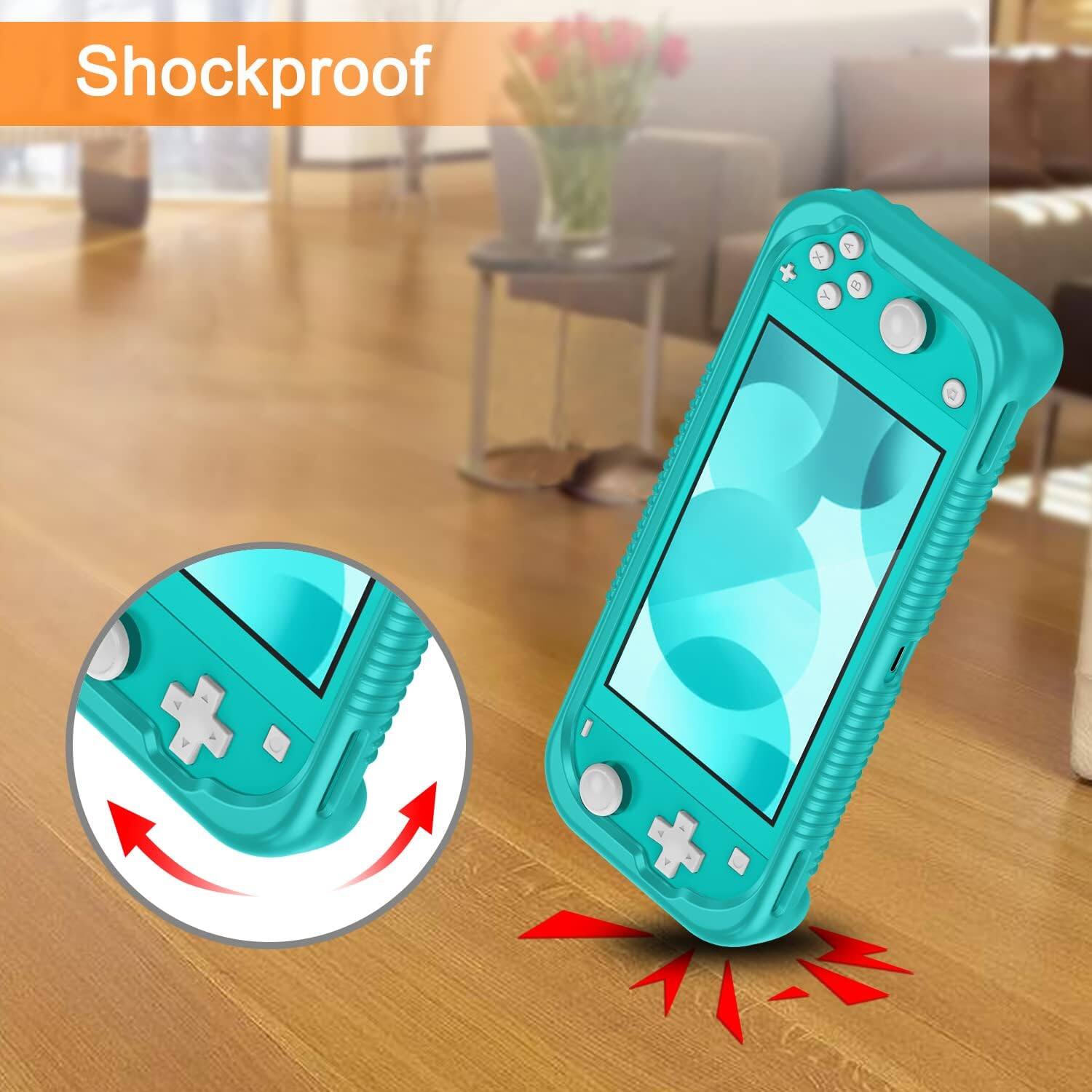 Alt View 2. Fintie - Soft Silicone Protective Case for Nintendo Switch Lite 2019, Ergonomic Grip, Anti-Slip, Lightweight Grip Case Cover - Turquoise.